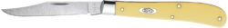 Case 031 S Trapper Slimline 3.25" Folding Clip Point Plain Tumble Polish Chrome Vanadium Steel Blade Yellow Synthetic Handle